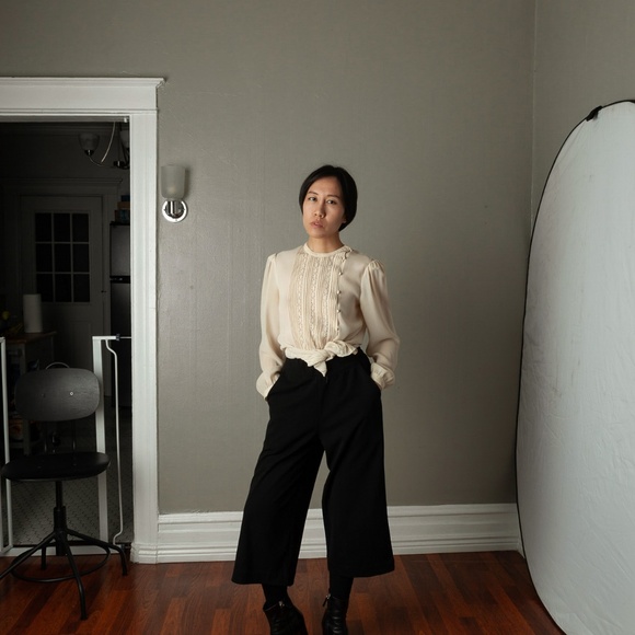 Vintage Ivory romantic blouse long sleeve top - Picture 2 of 5